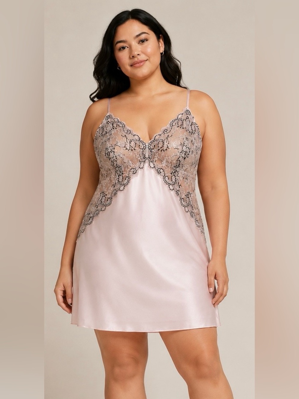 In Bloom By Jonquil Pink Satin Lace Chemise Lingerie Feminine Coquette